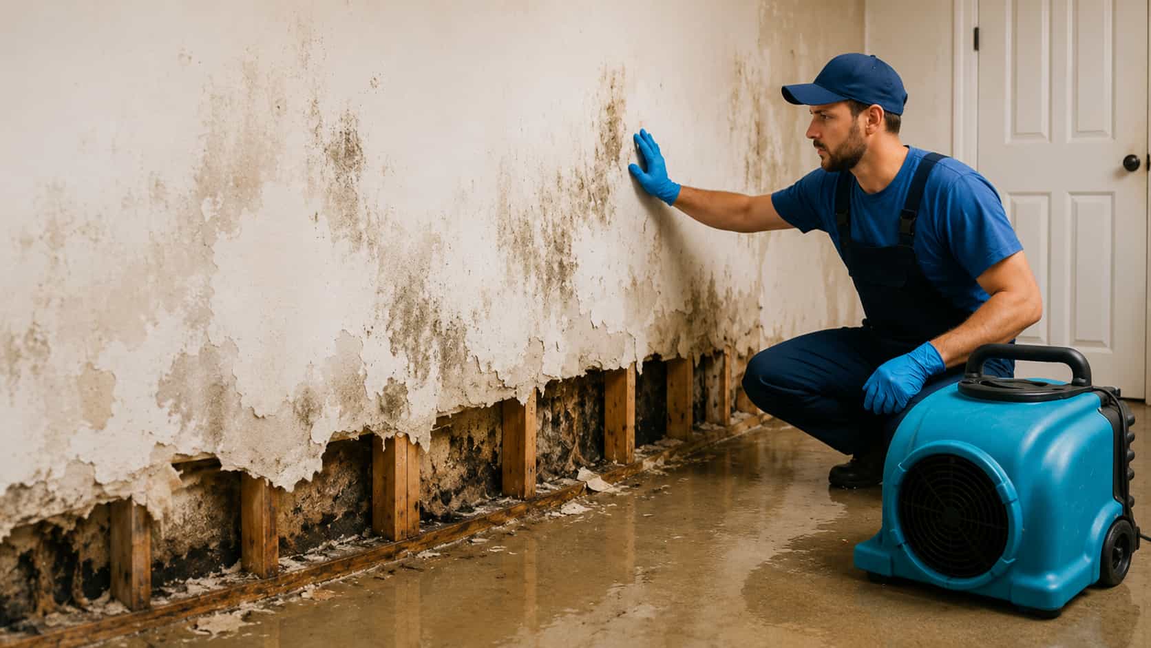 Homeowner reviewing moisture-related support options